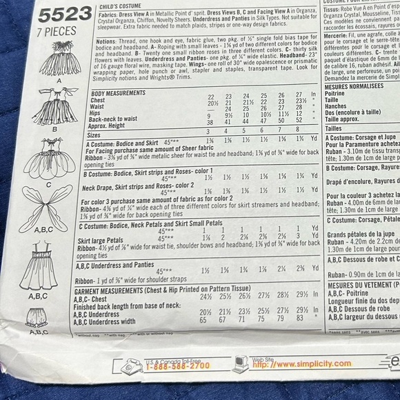 Vintage Simplicity 5523 child Costume Pattern - fairy- pixie- angel- uncut - Picture 10 of 10